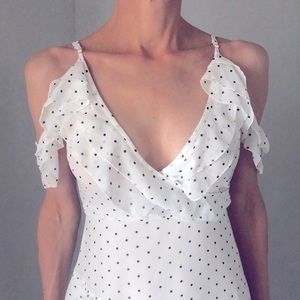 Polka dot and ruffled maxi dress